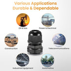 QILIPSU 12pcs 1/2" NPT Cable Gland Waterproof IP68 Nylon Cable Pass Through - Image 7