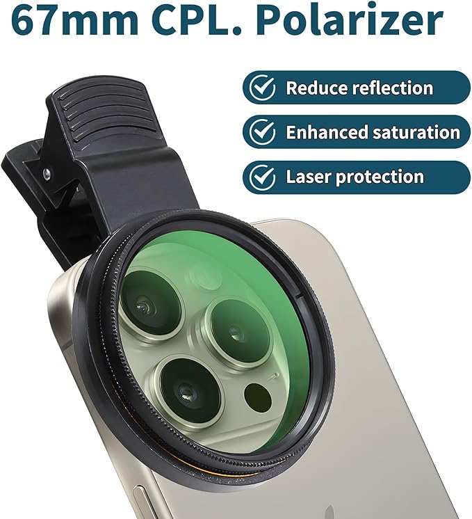 67mm Clip-on CPL Phone Camera Lens Filter, Polarized Camera Lens Filter CPL - Image 6