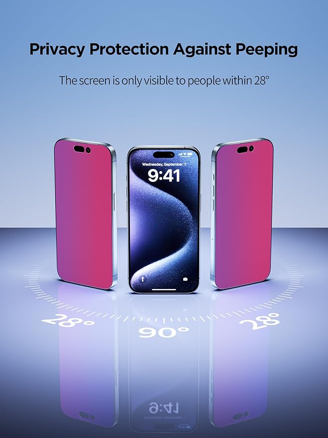 Compatible for iPhone 14 Pro Max Privacy Screen Protector Tempered Glass 6.7 - Image 3