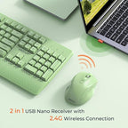 MEETION Green Wireless Keyboard and Mouse, Full-Sized Cordless Keyboard - Image 2