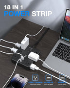 Flat Plug Power Strip Surge Protector, HUNIAN 5 Ft Extension Cord - Image 2