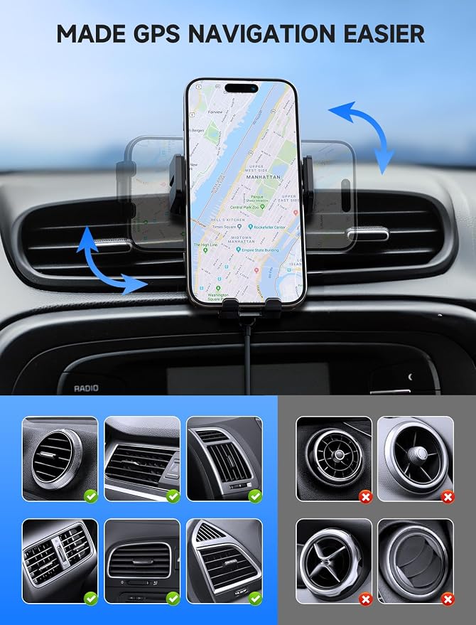 MOKPR Wireless Car Charger, 15W Auto Clamping Car Charger Dash Windshield Air - Image 3