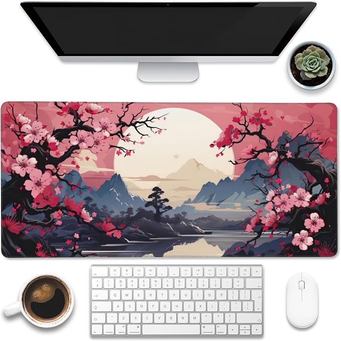 Desk Pad, Mountains and Sun Large Gaming Mouse Pad by Eflxamz