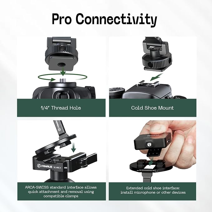 FANAUE MS-06 Magnetic Cold Shoe Mount | 360° Rotatable & Foldable | Aluminum - Image 4