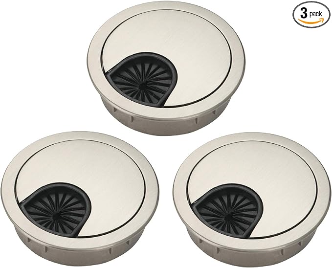 3 Pcs Satin Nickel Metal Cable Grommet, Zinc Alloy Desk Table Grommet Cable by Xntun