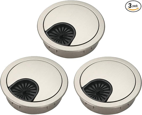 3 Pcs Satin Nickel Metal Cable Grommet, Zinc Alloy Desk Table Grommet Cable by Xntun