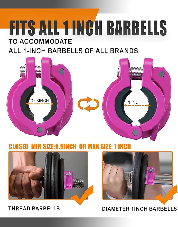 MAXRICH T Barbell Clamp 1 inch Multiple Sizes & Adjustable Weight Clips - Image 4