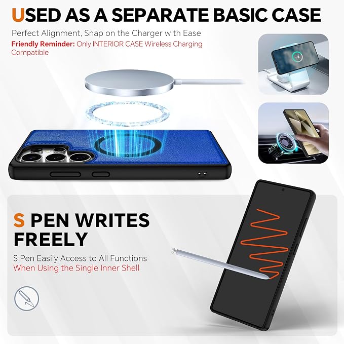 TUCCH Case Wallet for Galaxy S25 Ultra, Removable Wrist Strap PU Leather - Image 4