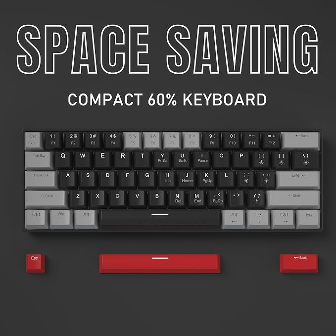 60% Mechanical Gaming Keyboard, Mixed Color Keycaps Gaming Keyboard - Image 4