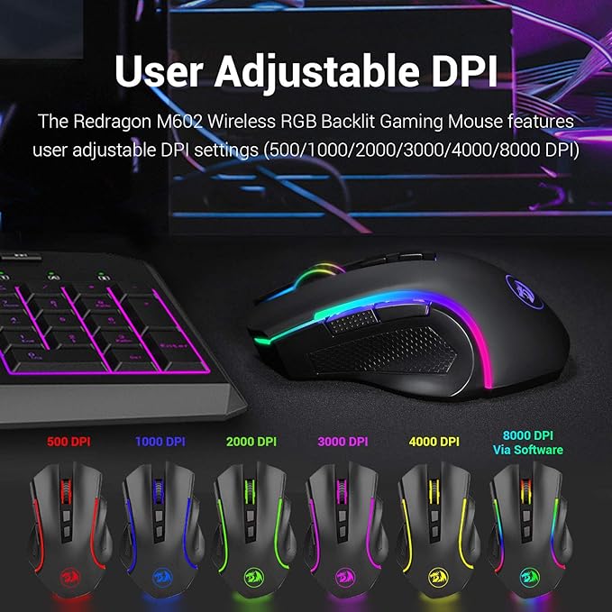 Redragon M602 Griffin RGB Gaming Mouse, RGB Spectrum Backlit Ergonomic Mouse - Image 4