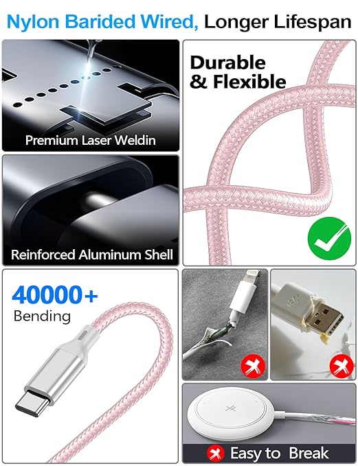 2 Pack Charging Cable for Apple Watch Charger/Samsung/iPhone Charger, - Image 5