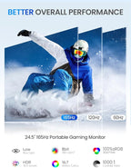 UPERFECT 24.5" Portable Gaming Monitor, 2K QHD 2560×1440, 165Hz USB-C, 144Hz - Image 3