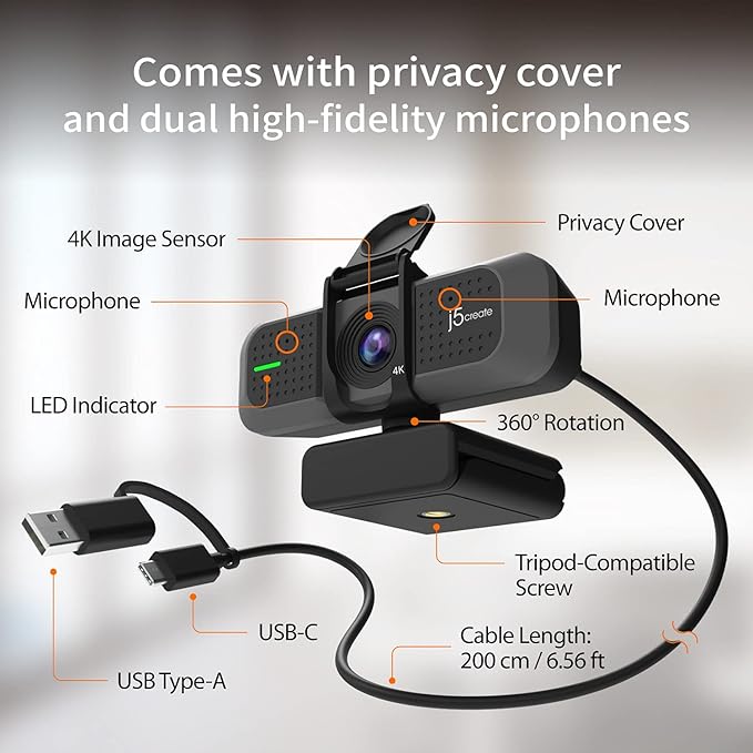 j5create 4K Wide Angle Webcam - Image 6