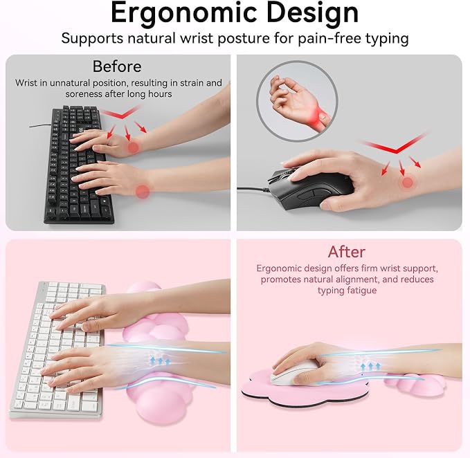Cloud Wrist Rest for Computer Keyboard, 4-in-1 Memory Foam Leather Cloud - Image 3