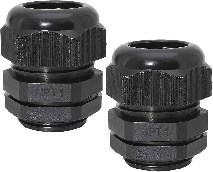 1" NPT Nylon Cable Glands, IP68 Waterproof Adjustable Cord Grip Cable Connector by Bonsicoky