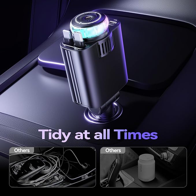 Retractable Car Charger with Aromatherapy and Starlight, 5 in 1 USB C Car - Image 9