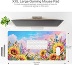 Lokigo Sunflower Mouse Pad Desk Pad Large Gaming Mouse Pad Floral Butterfly - Image 2