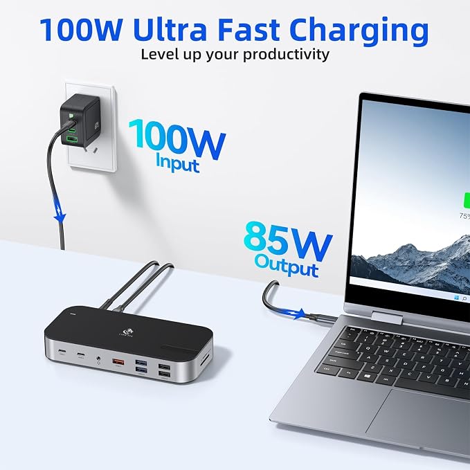 Laptop Docking Station, 16 in 1 Docking Station USB C Docking Triple Monitor - Image 6