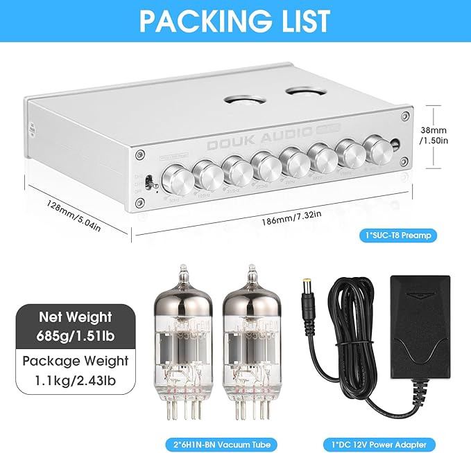 Douk Audio HiFi Vacuum Tube 7-Band EQ Preamp Equalizer XLR Pre-Amplifier Home - Image 8