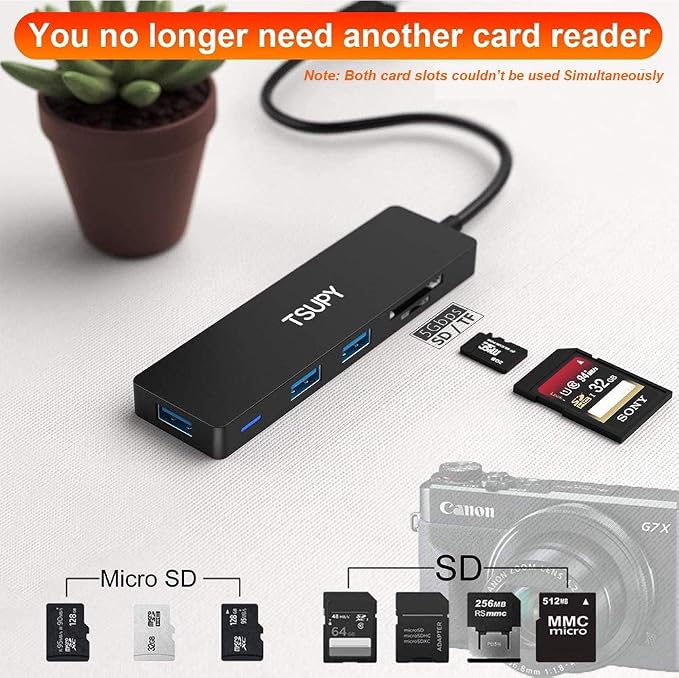 USB Hub 3.0, TSUPY 5 in 1 Multiport Adapter USB 3.0 Hub - Image 6