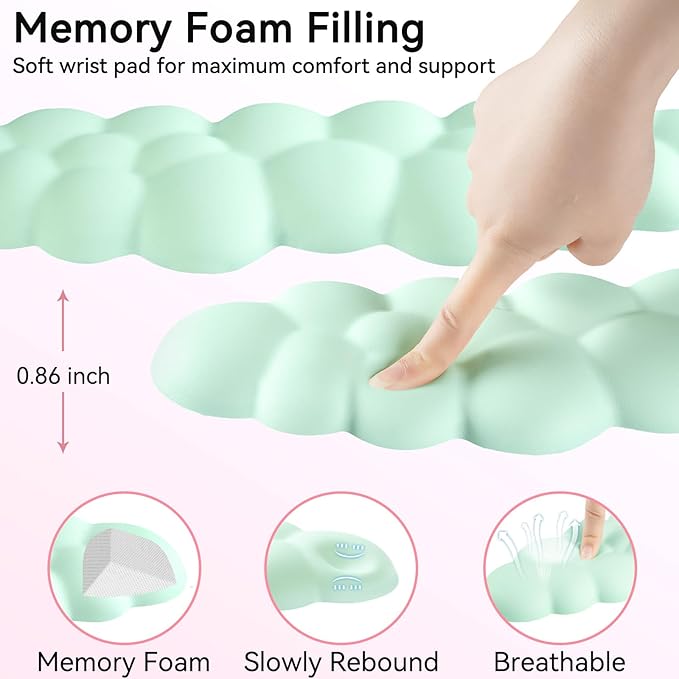 Cloud Wrist Rest for Computer Keyboard, 4-in-1 Memory Foam Leather Cloud - Image 4
