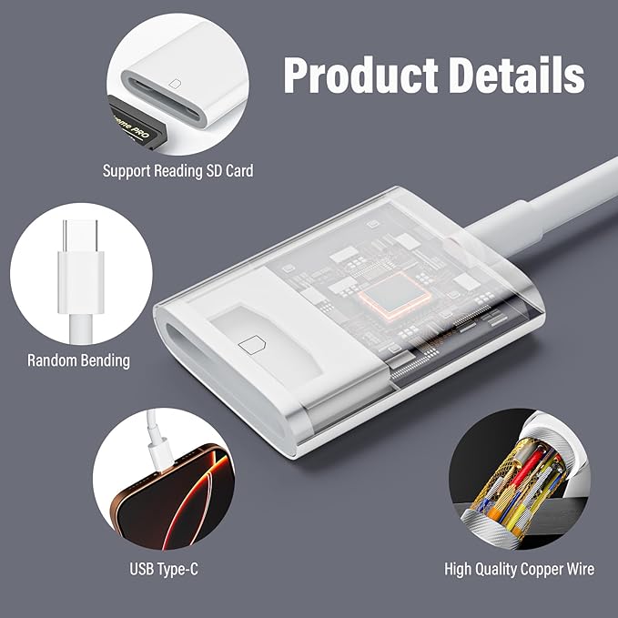 USB C SD Card Reader, Type C SD Memory Card Reader Micro SD Card Reader - Image 5