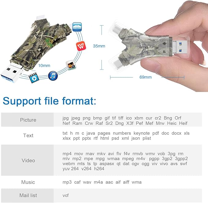 SD Card Reader for iPhone/ipad/Android/Mac/Computer/Camera, 4 in1 Micro SD Card - Image 4
