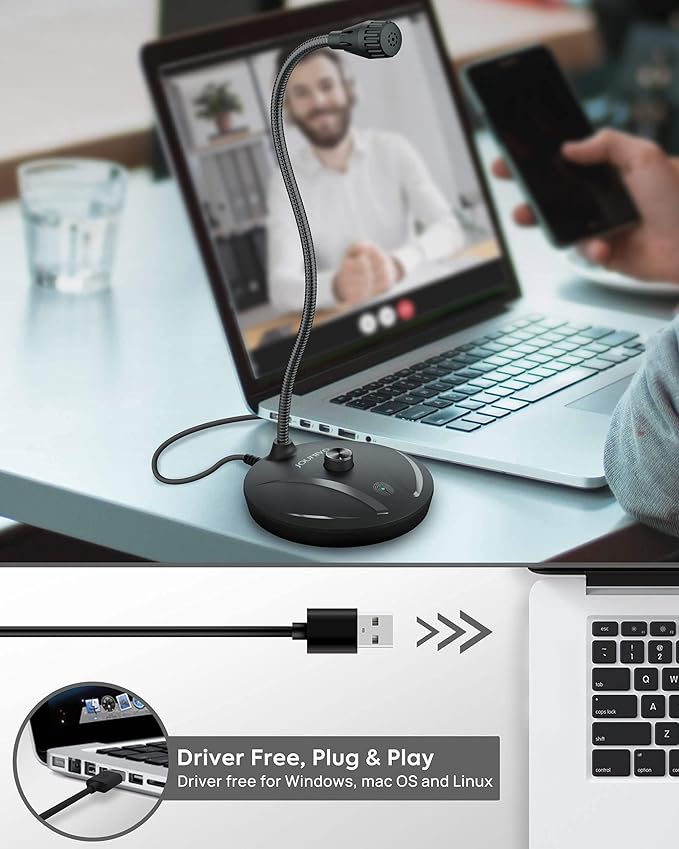 JOUNIVO USB Microphone for Computer, PC/Laptop Mic, Mute Button - Image 6