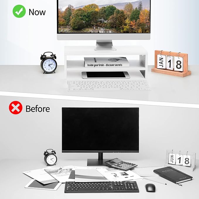 Zimilar Monitor Stand Riser, 2 Tiers Laptop Computer Monitor Riser - Image 8
