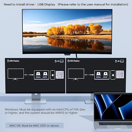 USB C KVM Switch 3 Monitors 2 Laptops 4K 1080P@60Hz, USB-C Docking Station - Image 8