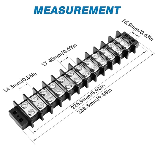 GLOSO TBE Double Row Stainless Terminal Blocks, Marine Grade, 4-14 AWG Cu - Image 2