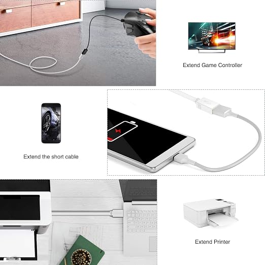 VCZHS Tech USB Extension Cable White 15ft, USB 3.0 Extender - Image 6