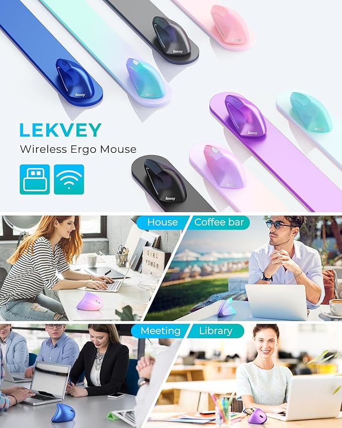 Lekvey Ergonomic Mouse, Vertical Wireless Mouse: Rechargeable Optical Carpal - Image 7