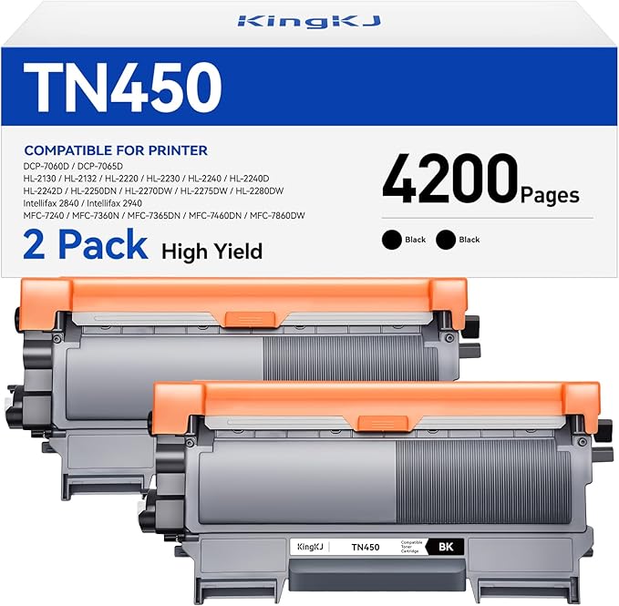 TN450 Black Toner Cartridge 2-Pack Replacement Compatible by KingKJInkToner