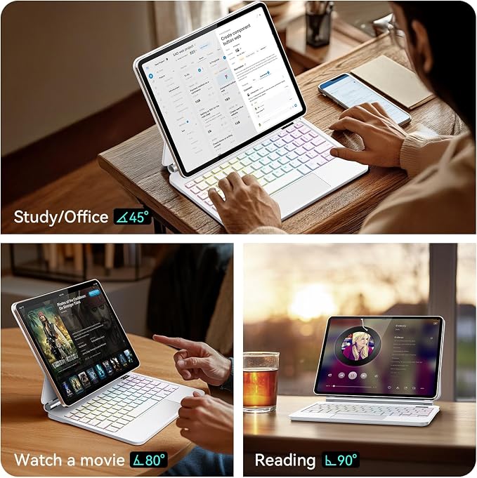 Keyboard Case for iPad Air 13 inch, iPad Pro 12.9 inch, Easy-Set Floating - Image 7