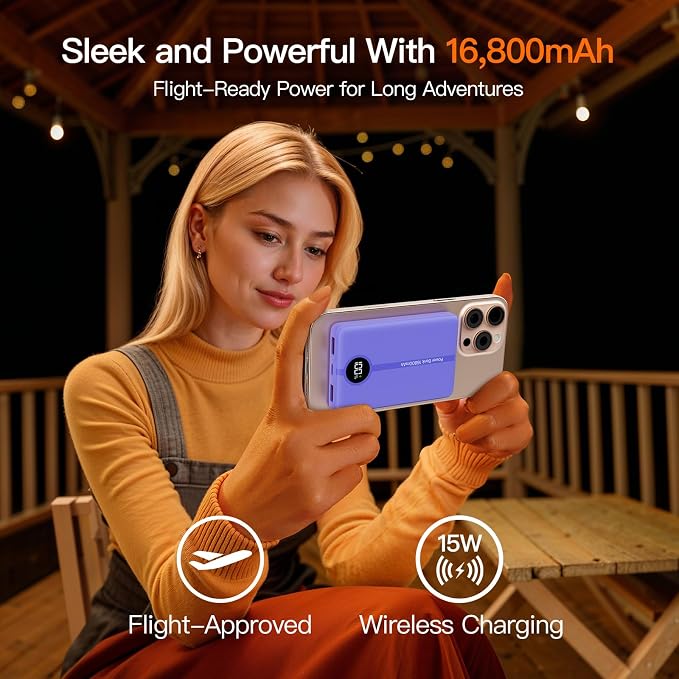 Magnetic Portable Charger, 16800mAh Wireless Power Bank, - Image 2