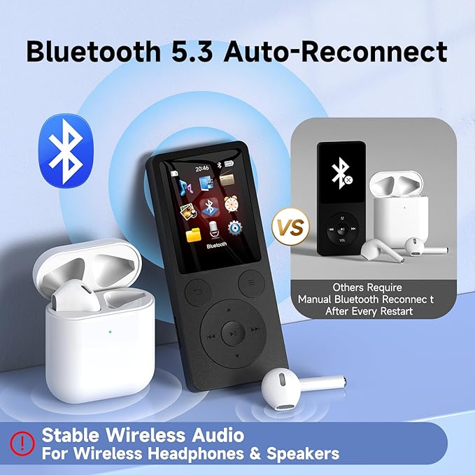 64GB MP3 Player with Bluetooth 5.3 Auto Reconnect, MP3 Music Player with Speaker - Image 3