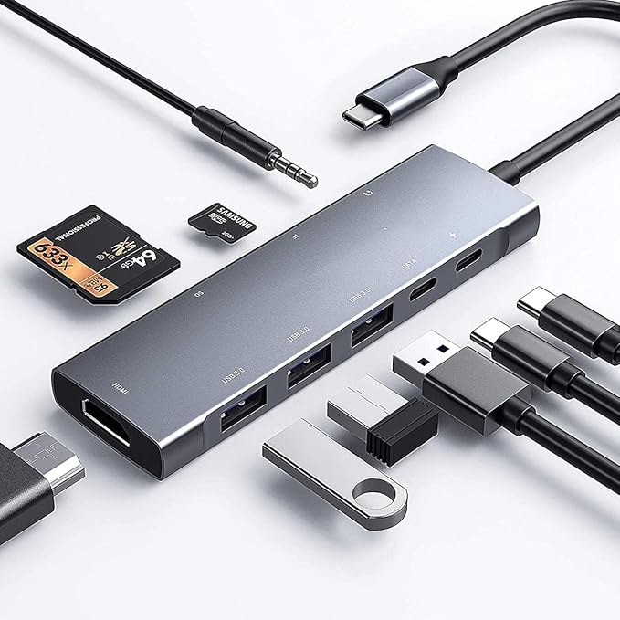 USB C Adapter Docking Station for Galaxy dex iPad Pro, USB-C Multiport Adapter by GKEAPZA