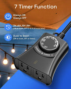 HBN Outdoor Light Timer with Remote Control, Waterproof Light Sensor Timer - Image 2
