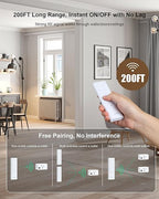 Wireless Remote Control Outlet, 200FT Long Range Remote Light Switch, Mini - Image 4