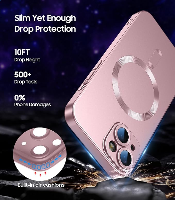 Magnetic for iPhone 14 Case Slim Soft Silicone Bumper Shockproof Metallic - Image 4