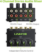 LiNKFOR 4 Channel Stereo Audio Mixer CX400 Metal Shell Support RCA Input and - Image 2