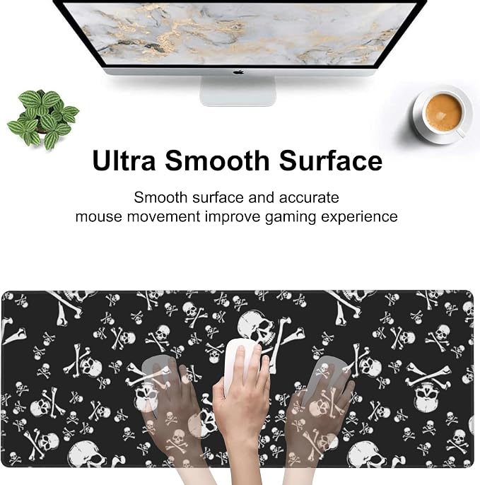 Skull Head Desk Mat, Large Pirate Skull Crossbones Gaming Keyboard Mouse Pad - Image 5