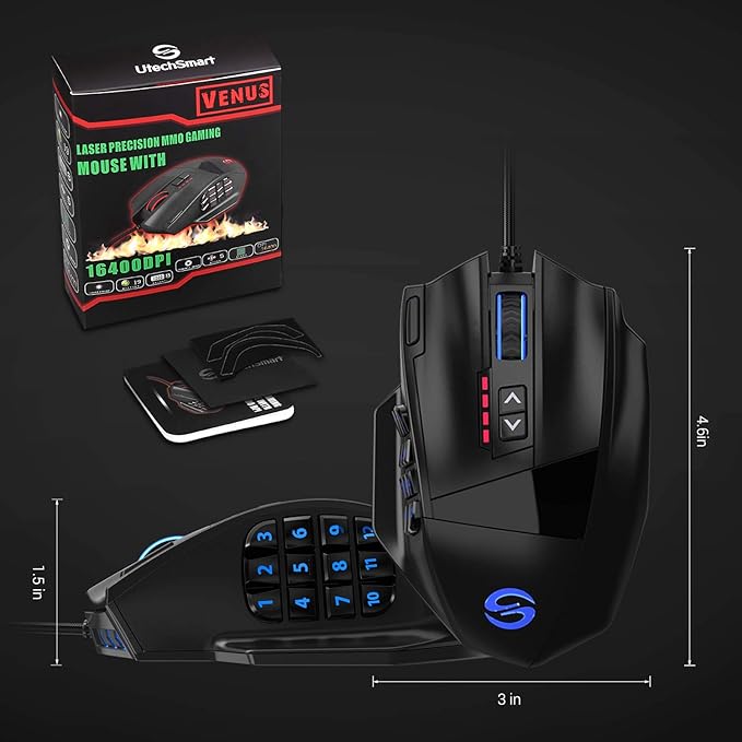 UtechSmart Venus Gaming Mouse RGB Wired, 16400 DPI High Precision Laser - Image 5