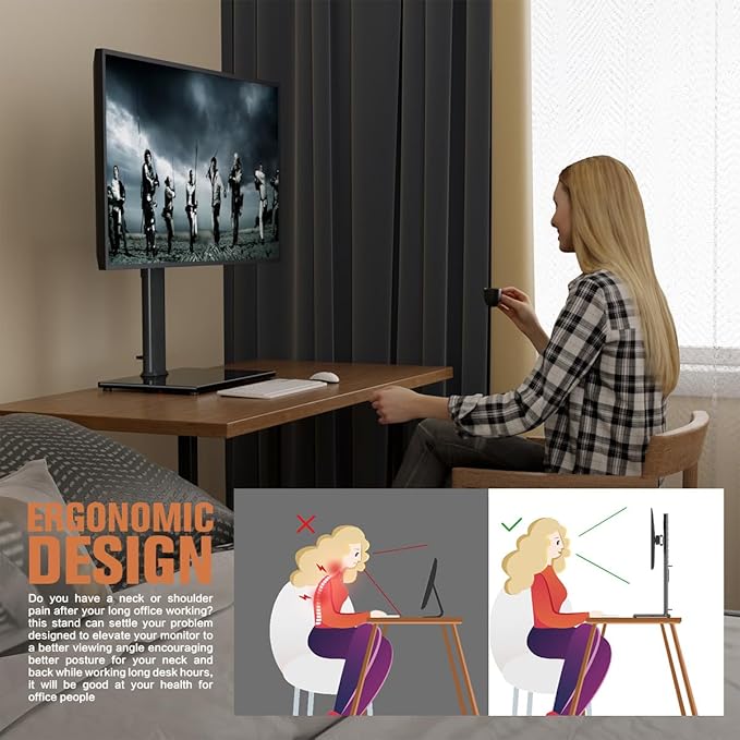 Single Monitor Stand Freestanding 27-43 Inch Monitor Arm Curved Screen Monitor - Image 5