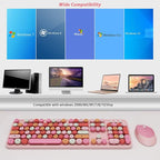 Cute Pink Wireless Keyboard and Mouse, 2.4G Retro Round Keycap - Image 6