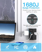 One Beat Surge Protector Wall Outlet Extender, 2 Pack 5 Outlets & 4 USB Ports - Image 4