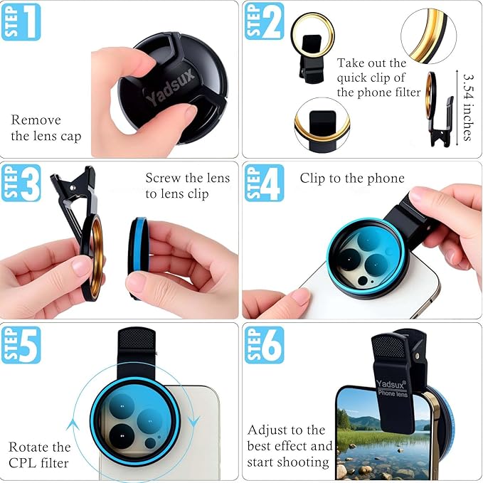 CPL Polarizer Filter, Phone Lens, 52mm Clip-on Polarizing, - Image 8