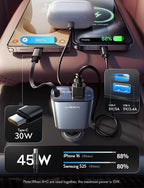LISEN Car Charger USB C Fast Charging Retractable, 【75% Less, Ultra Mini】 57W - Image 3