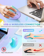 Lekvey Ergonomic Mouse, Vertical Wireless Mouse, Rechargeable 2.4G Optical - Image 3